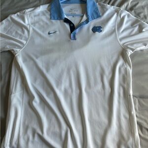 Nike Dri-Fit White North Carolina Tar Heels UNC Polo with Carolina Blue Collar L